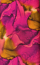 French Terry - batik pink senf - 95 % Cotton  5 % Elasthan - Breite 140 cm - 230 g/m²