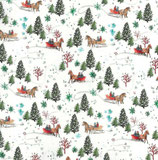 Weihnachten Trondheim Pferdeschlittenfahrt im Schnee - 100% Baumwolle - DigitalDruckstoff - Breite ca. 150 cm