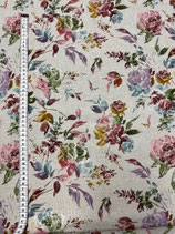 Rosen creme - 90 % Baumwolle 10 % Pes - Druckstoff - Breite 140 cm - 200 g/m²