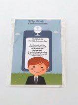 A6 First Holy Communion Personalised Keepsake Cards & Seeds Pack Ref CM5 Blue