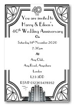 Art Deco Personalised Wedding Anniversary Invites Ref W8