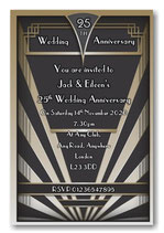 Art Deco Personalised Wedding Anniversary Invites Ref WA6