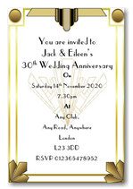 Art Deco Personalised Wedding Anniversary Invites Ref W7