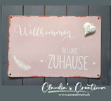 Blechschild 30 x 20 cm "Willkommen bei uns zuhause"