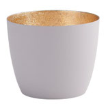 Windlicht Madras Pastellgrau Gold M