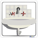 Adhésif ou plaque PVC lavabo avec contour