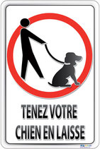 Pictogramme chien en laisse