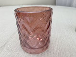 Kerzenglas Rosa Bubbleoptik