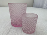 Kerzenglas Rosa mit Ornament