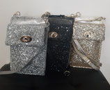 Handytasche aus Leder mit Glitzer