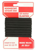 Elastiek zwart, 6mm, 10 meter