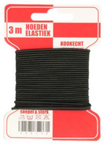Hoeden elastiek zwart, 3 meter
