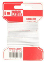 Hoeden elastiek wit, 3 meter