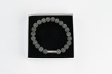 Armband met grijze lava edelstenen - 8mm - Antraciet/grijs
