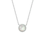 Zilveren - collier parelmoer en zirkonia 40 + 5 cm