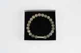 Armband met een matte Labradoriet Edelstenen - 8mm- Grijs - Groen
