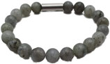 Armband met Gepolijste Labradoriet Edelstenen - 8mm- Grijs - Groen