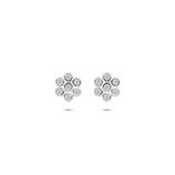 Bloemen - oorknoppen – zirkonia - 6,5 mm