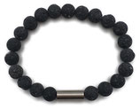 Armband met Zwarte Lavasteen - 8mm - Zwart