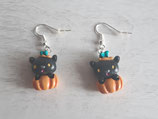 Boucles d'oreille "Chat Citrouille"
