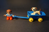 Duplo Kind mit Handwagen und Hund