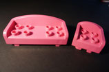 Duplo Couch + Sessel rosa als Set