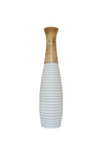 Standvase Mangoholz weiß geriffelt