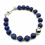 a-0087 Damen-Armband aus Lapislazuli matt und Silber-Zwischenperlen