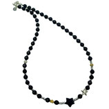 k-0055 Kurze Halskette Perlen Blaufluss weihnachtlich Sterne Silber 925 und vergoldet