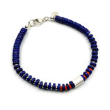 a-m-0046 Männer-Armband Lapislazuli mit Silberperlen und Rocailles orange