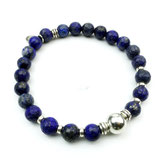 a-m-0035 Männer-Armband Lapislazuli facettiert mit Silberperlen