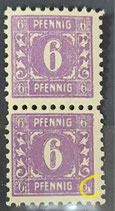 1945 Wertziffer 6 Pf dunkelrotviolett, senkrechtes Paar postfrisch untere Marke PF