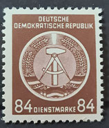 1954 Dienstmarke der Verwaltungspost 84 Pfg braun, Odr Zirkelbogen nach links Originaldruck **