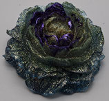 Rose aus Epoxidharz gegossen, Grün-Violettmit Glitter