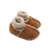 Chaussons bébé en peau d'agneau SOCKS camel