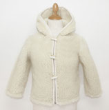 Gilet capuche enfant en laine naturelle de mouton blanc cassé