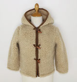 Gilet capuche enfant en laine naturelle de mouton marron