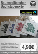 Baumwolltaschen Motiv Buchstabenorte