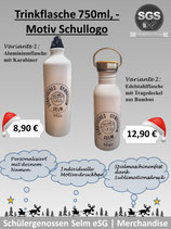 Trinkflasche 750ml, -  Motiv Schullogo oder individuelles Motiv