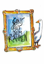 Postkarte "Gans aus dem Rahmen"