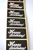 50 Stück Aufkleber Happy Birthday schwarz