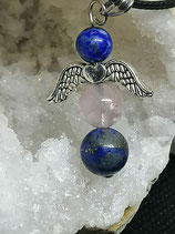 Collier Ange lapis lazuli quartz rose
