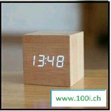 Holz Wecker Würfel / LED Technik