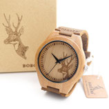 Holz Armbanduhr Reh /  Quarzwerk  /