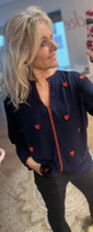Zwilllingsherz Bluse dunkeblau