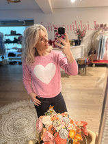 Pullover rosa mit weissem großem Herz