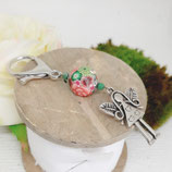 Porte-clés  fée elfe rose et vert