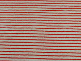 Jersey Stoff off-white mit abstrakten roten Steifen und blauen Sprenkeln by Stenzo