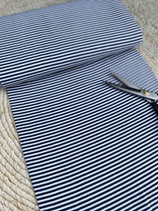 Bündchenstoff Blau Weiß gestreift | Schlauchbündchen | 95 % Baumwolle, 5 % Elasthan | 35 cm Breite | ab 25 cm