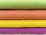 Musselin Stoff Uni Limettengrün, Orange, Gelb, Pink | Double Gauze Baumwolle | Ab 50 cm | Stoffpaket möglich